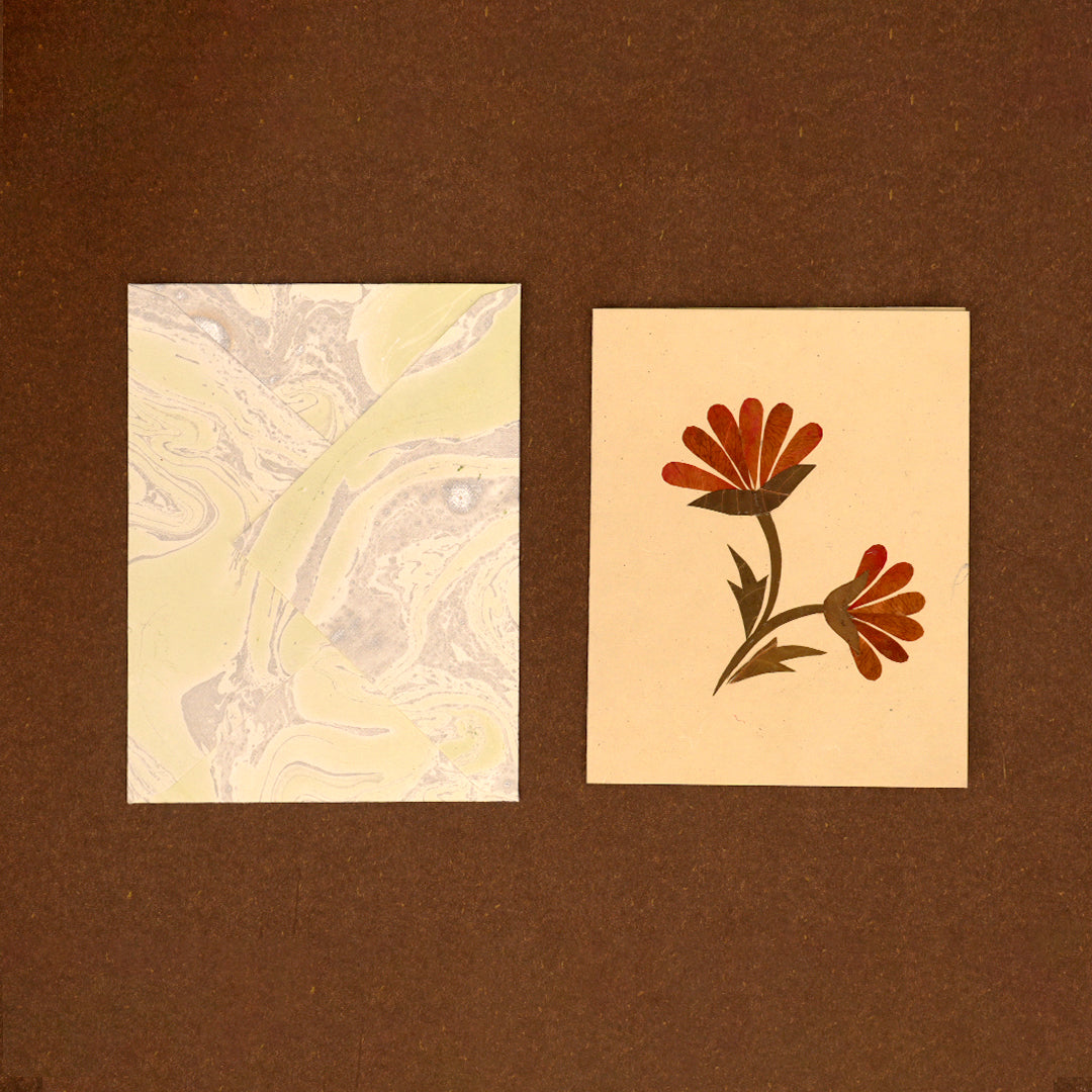 Rose Petal Decoupage Tag with Marble Envelopes - Set of 2