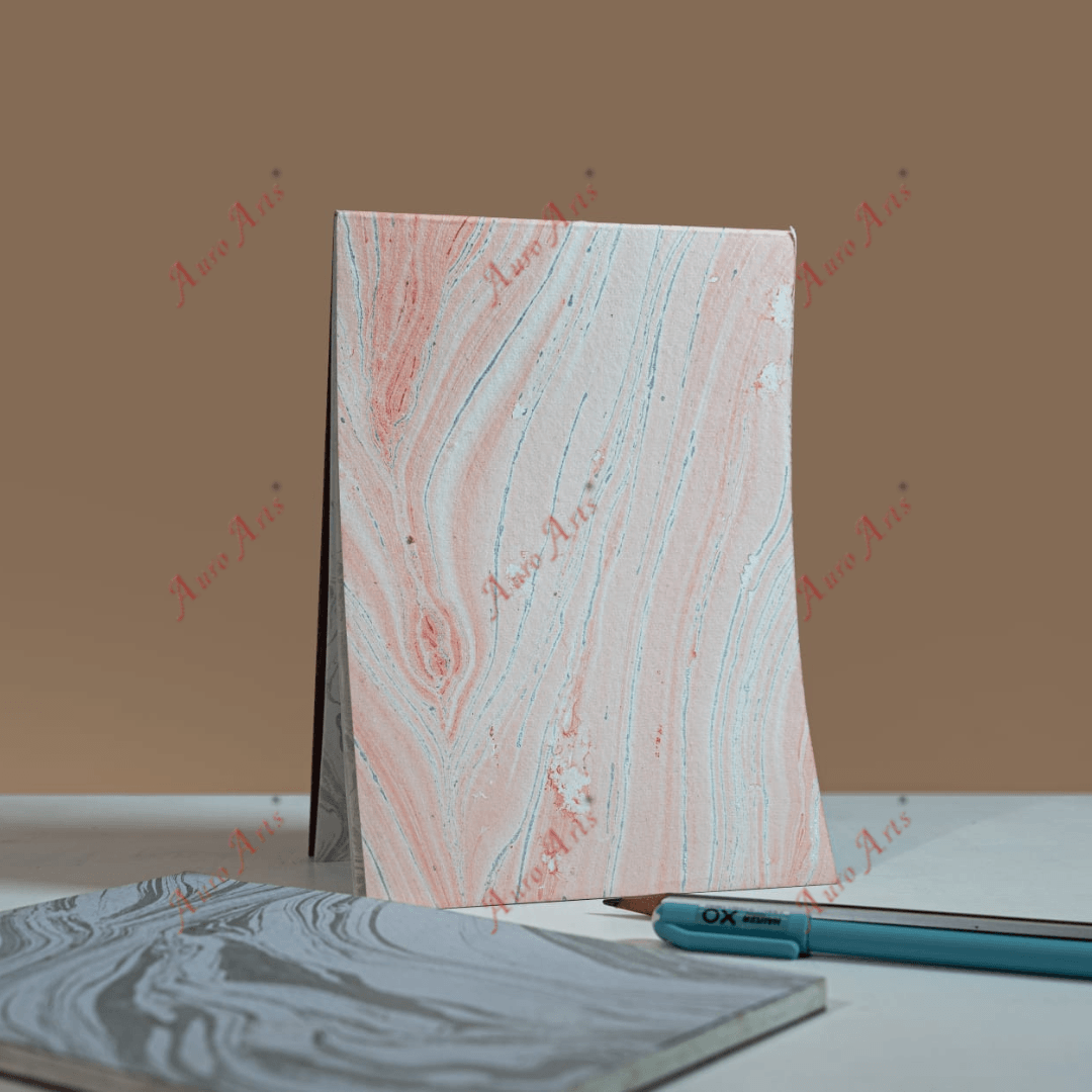 Notepad peach pink silver marbled