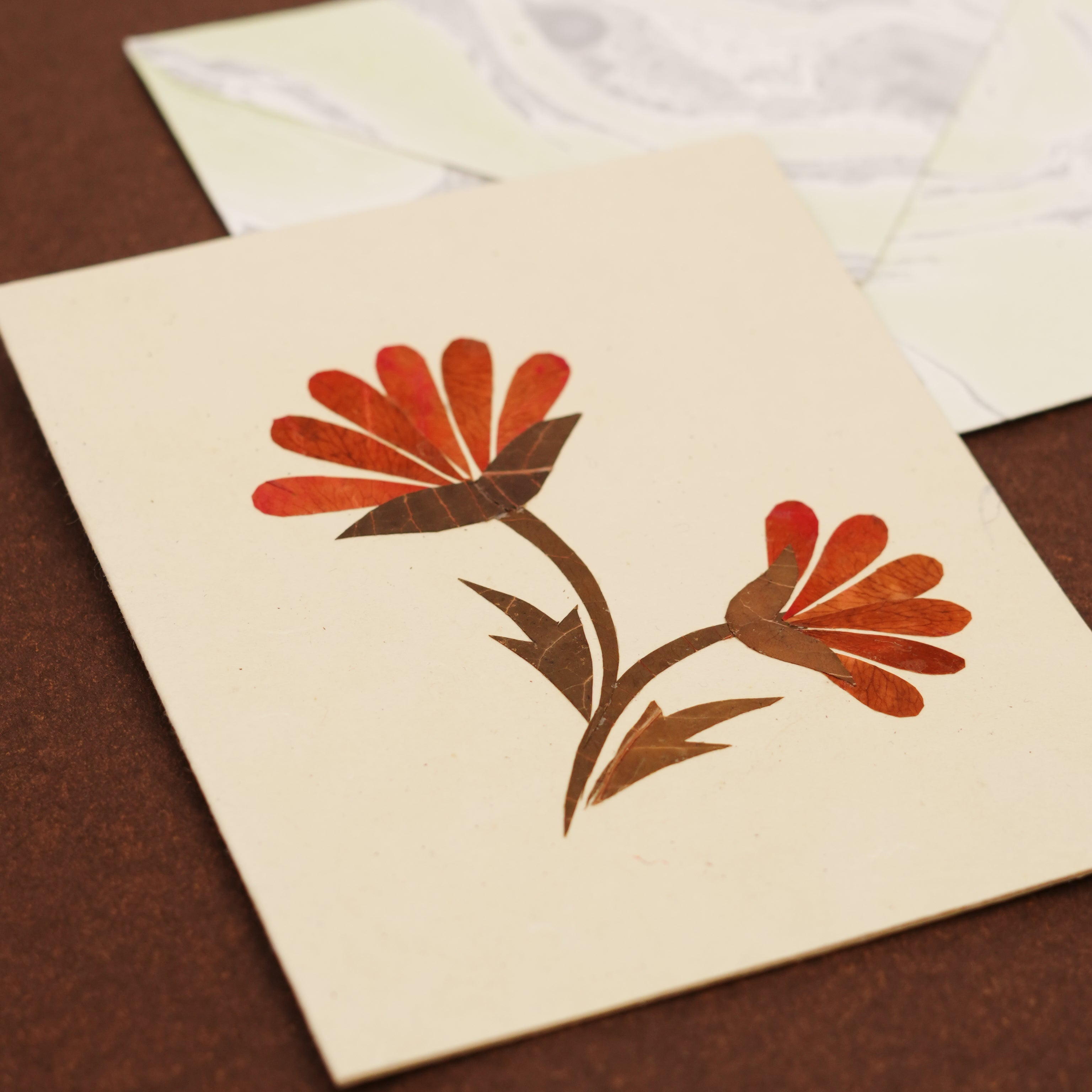 Rose Petal Decoupage Tag with Marble Envelopes - Set of 2